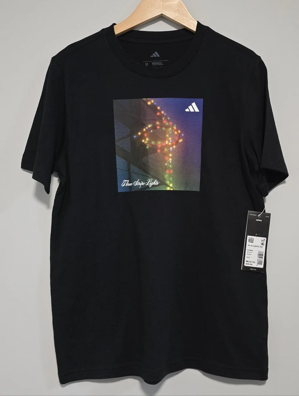 NEW Adidas Men’s Black Graphic Tee - Three Light Design
